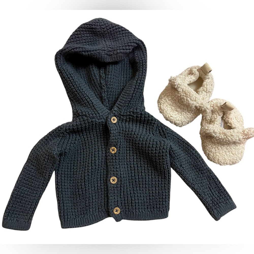 Bundle Carters newborn sweater and sherpa booties